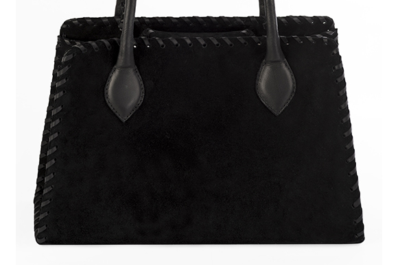 Dress handbag in matt black and satin black leather - Profile view